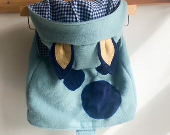 Bluey Inspired Vest with Blue Gingham Lining and Detachable Tail