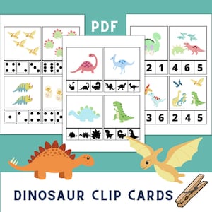 Dinosaurus clipkaarten Counting Shadow Matching