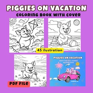 Cerditos de vacaciones – libro para colorear para adultos y adolescentes