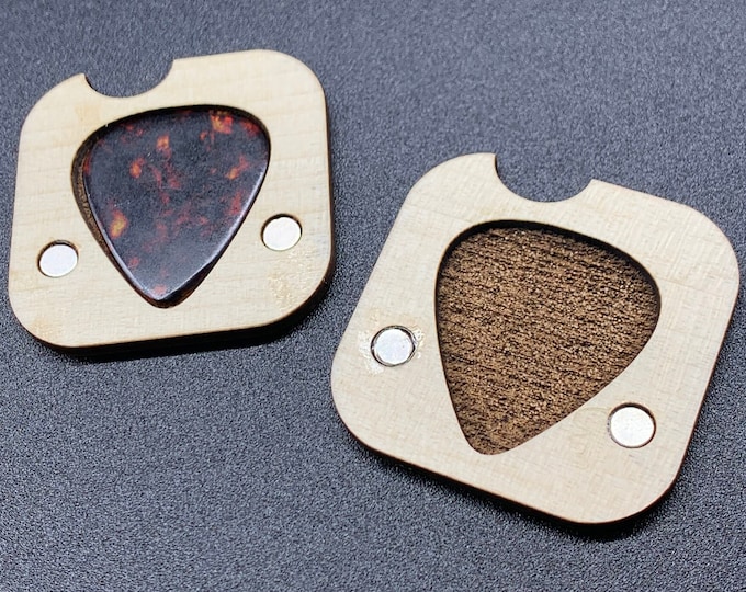 Porte-médiator personnalisé, boîte en bois d'érable, cadeau de musiciens, boîte pour médiators de guitare, étui de médiator de guitare, boîte à musique personnalisée, porte-plectre