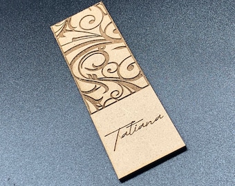 Personalized Engraved Bookmark, Custom Name Bookmark, Natural Wood Bookmark, Laser Cut Wood Bookmark, Unique Rustic Design, Book Lover