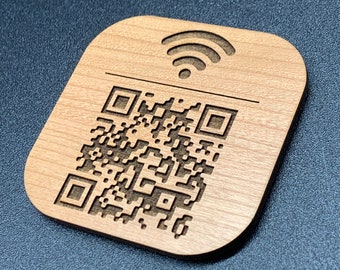 Personalisierter Home WLAN Magnet, Air BnB WLAN Scan, Holz Plakette, Passwort Anzeige Schild, WLAN Netz Plaque, QR Code Scan, Gästehaus Schild