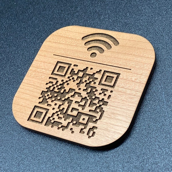 Personalisierter Home WLAN Magnet, Air BnB WLAN Scan, Holz Plakette, Passwort Anzeige Schild, WLAN Netz Plaque, QR Code Scan, Gästehaus Schild