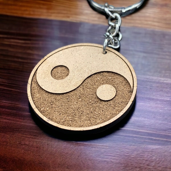 Porte-clés Yin Yang, porte-clés en bois, bon et mauvais, bijoux Yin Yang, porte-clés gravé, harmonie, décor spirituel, charme d'équilibre,