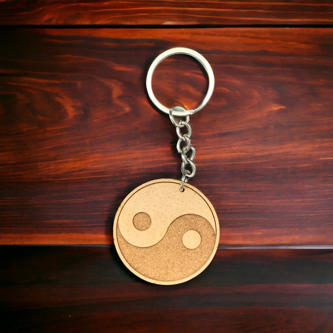 Yin Yang Keychain Wooden Keychain Good and Bad Yin Yang Etsy
