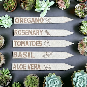 Wooden Herb Markers, Custom Vegetable Markers, Gardener Present, Seed Markers, Personalized Rustic Gift, Basil, Lettuce