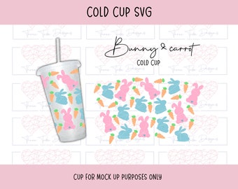 Påsk kall koppomslag svg, kanin png, kaffekopp svg, morot clipart, 24 oz kall kopp design, vår clipart, påskägg svg, dtf design
