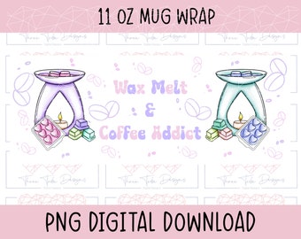Wax melt & coffee addict 11oz sublimazione, involucro di tazza, design a sublimazione,