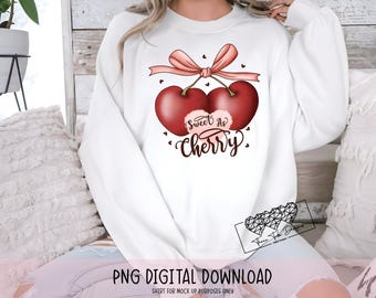 Rosa rosett körsbär png-design, söt körsbärssublimering clipart, kokett clipart digital nedladdning, trendiga körsbär png, hjärtat T-shirtdesign,
