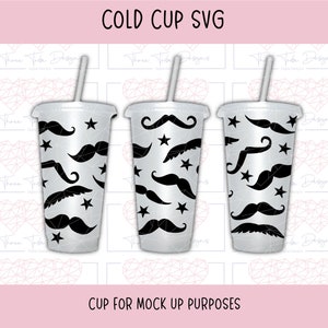 Schnurrbart Vatertag kalte Tasse svg, Papa png, Sterne kalte Tasse wrap, 24 Unzen Tasse wrap svg, Opa svg, Kaffeetasse svg, kein Loch svg