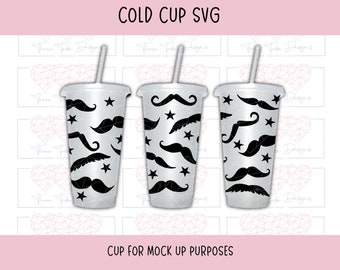 Mustasch fars dag kall kopp svg, pappa png, stjärnor kall kopp omslag, 24oz kopp omslag svg, morfar svg, kaffekopp svg, omslag utan hål svg