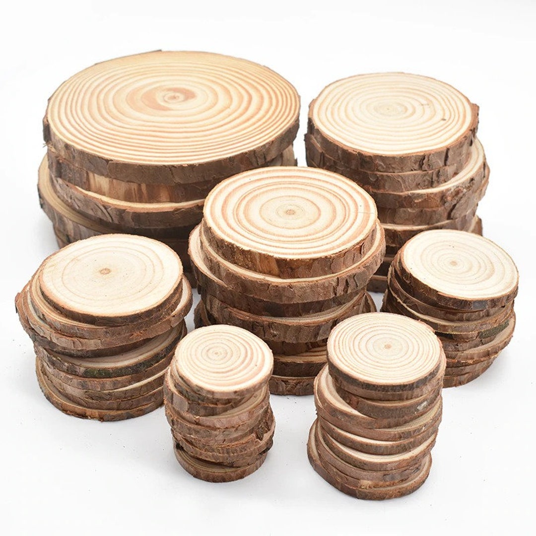 3-12cm Diameter Natural Pine Round Discs 0.5-1cm Thick Wood Coaster Pieces  Craft Wood kit