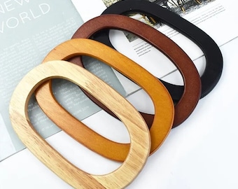 Natural Wood Bag Handle, 2/4 pcs, Unfinished Oval Hollow Wood Cutout, Burr-free Painted, for DIY Craft, Making Handbag, Handle Supplies