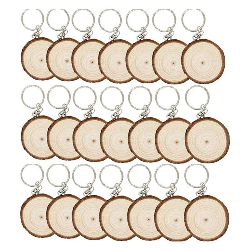Personalized Round Wood Keychain 20pcs Paintable Log Slices Etsy