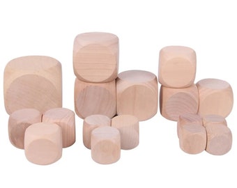 Wooden Blank Dice, 6-50pcs, Unfinished Wood Square Shape Sanded Cut. for DIY Crafting, Customized Puzzle, Photo Props,  50mm1.97 inches