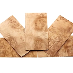 Foglio di impiallacciatura in legno di radica d'acero, 5 pezzi, sottile pellicola di legno non rifinita, riutilizzabile, per lavori fai da te, creazione, riparazione di mobili, adesivi murali, falegnameria