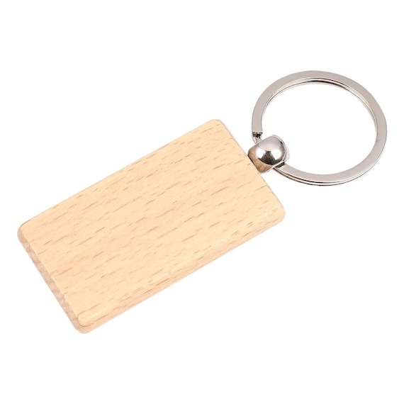 50 Pcs Wooden Key Tags 2.161.22inch, Rectangular Wooden Key Chain Blanks,  Wood Keychain Supplies for DIY Craft 