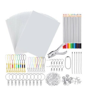 Heat Shrink Plastic Sheet Kit, Set, Keychain, Hole Punch, DIY Creative, Craft, School Art Project Tool, Create your Own, Wedding Favors