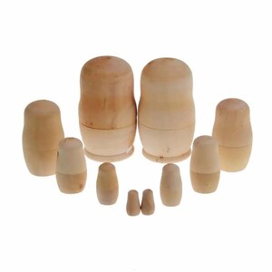 Matryoshka Hölzerne Embryos-Puppe, 5 Stück, unfertiger Holzschnitt, glatte Oberfläche, DIY Art Craft, Kinderprojekt, Nistpuppenangebot, mehrere Größen