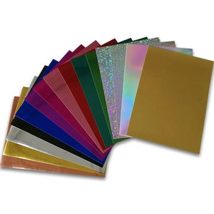 Papel metálico de colores, hoja de 10 piezas, película PET, reflectante, superficie brillante, versátil, para álbumes de recortes, fabricación de tarjetas, proyectos de manualidades de bricolaje