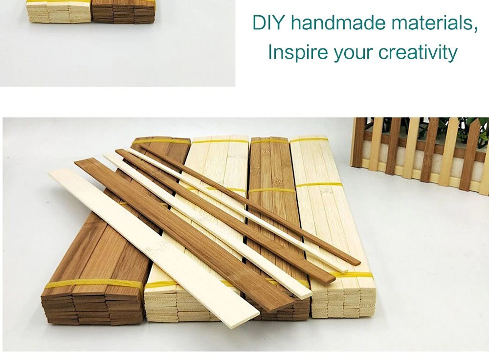 Favordrory 11.8 Inches Wood Craft Sticks Natural Bamboo Sticks, Bamboo  Strips, Strong Natural Bamboo Sticks, 50 Pieces
