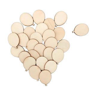 Balão de madeira em branco para recorte, 100 peças, fatia de madeira inacabada para artesanato faça você mesmo, etiqueta de roupas, quadro de pintura, decoração de festa infantil para scrapbooking
