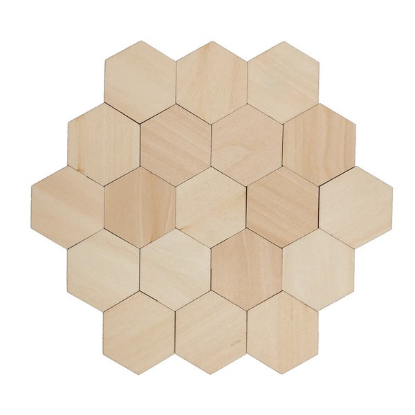Wooden Hexagon Blank Slices Unfinished Wood Discs Cutout Hanging Embellishments Art Crafts for DIY Crafting Projects Coasters MULTIPLE Size