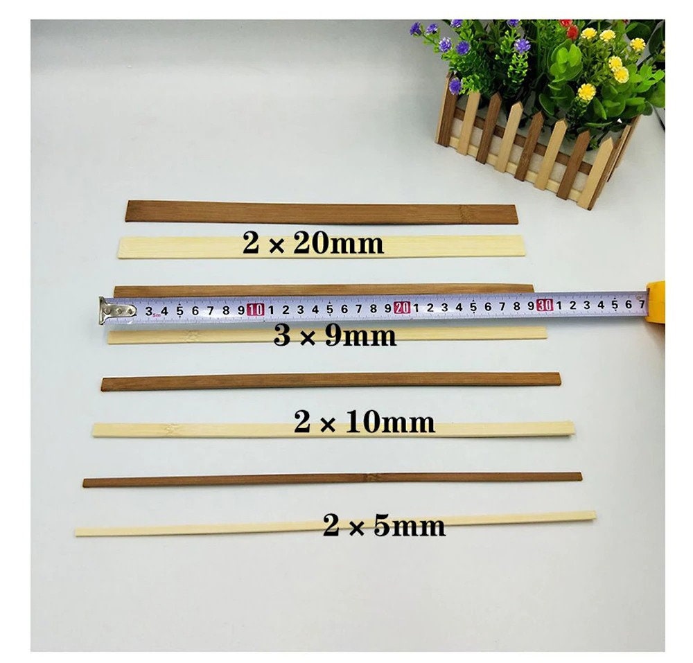 50 Pcs Natural Bamboo Thin Wood Strips 15.5 Inches Long Craft
