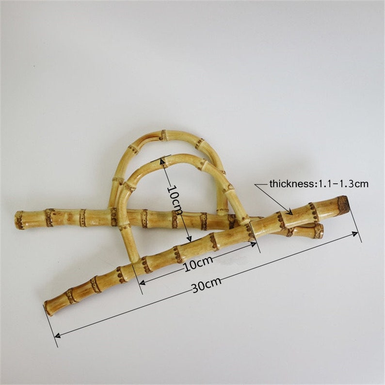 Natural Bamboo Handbag Handle, 1/5 Pairs, Handcrafted Rattan Clothes Hanger Smooth Cutout, for DIY Craft, Replacement Part, Handle Supplies image 2