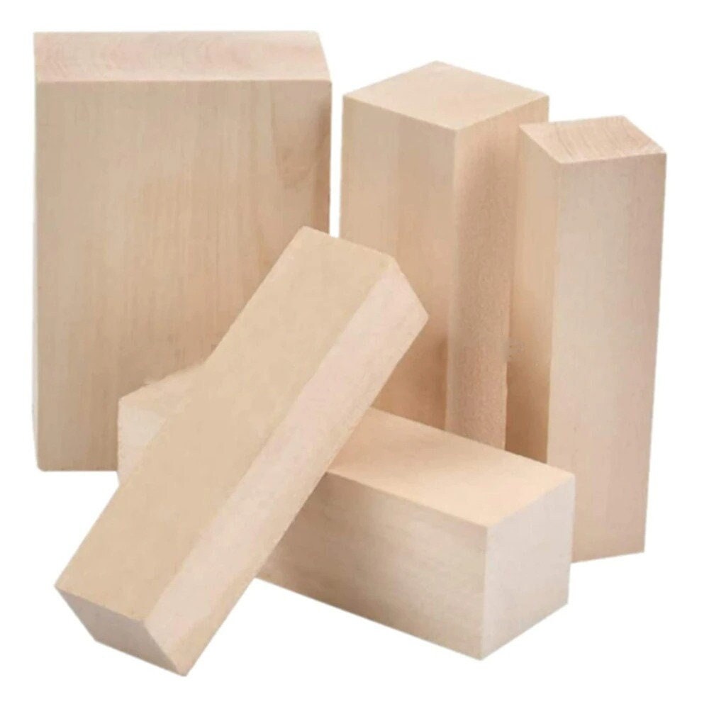 10 Pcs Wood Carving Block Carved Basswood Strips Building Blocks Adults  Blank