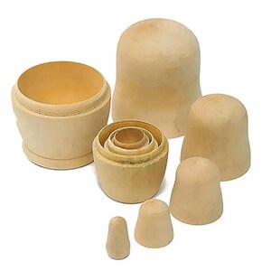 Matrioska in legno con embrioni, 5 pezzi, legno grezzo tagliato, superficie liscia, fai da te, progetto scolastico, fornitura per bambole nidificanti, festa per bambini