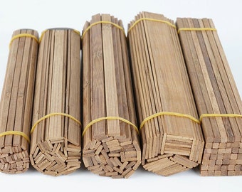 Natural Bamboo Thin Wood Strips, 10Pcs Bamboo Plank Craft Material for DIY Building Furniture Lantern Ornaments, Making House Plain Model