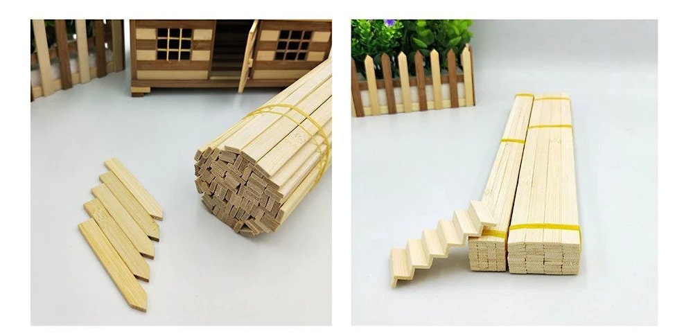 Wood Craft Natural Bamboo Sticks Strips Strong Natural For Craft Projects  50 Pcs