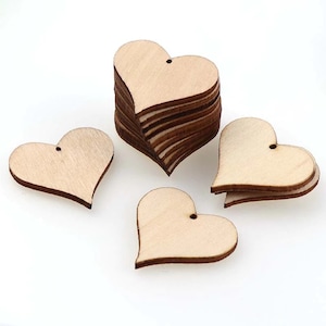 45 piezas de corazones de madera sin terminar para manualidades, adornos de  corazón de madera, corazones sin terminar para el día de San Valentín y