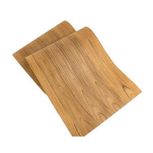 Folha de folheado de madeira natural, padrão de teca tailandesa, pele de madeira fina descascada, para fabricação de móveis, projetos de marcenaria "faça você mesmo", 2,5 m x 580 mm/98,42 x 22,83 pol.