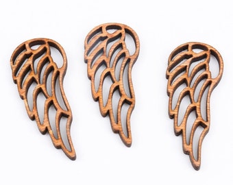 Wooden Angel Wing Shape Unfinished Natural Wood Cutout, 10pcs/Set, for Scrapbooking, Making Jewelry, DIY Kids Craft, 23X56mm/0.90x2.20"