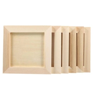 Unfinished Small Wood Frames Set 6pcs 12x12cm/ 4.72x4.72 inch DIY Square Wooden Blank Plain Durable Painting Photo Frame