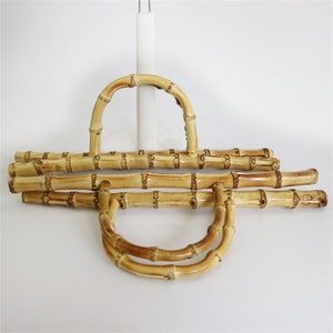 Asa de bolso de bambú natural, 1/5 pares, percha de ropa de ratán hecha a mano con corte liso, para manualidades, pieza de repuesto, suministros de asa imagen 8