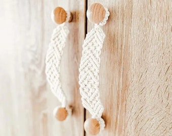 Legno, Maniglia per porta in corda di cotone, Materiale naturale, Resistente, Maniglia per armadietto, per artigianato fai-da-te, Mobili fatti a mano, Manopola per armadietto, Accessorio per la realizzazione