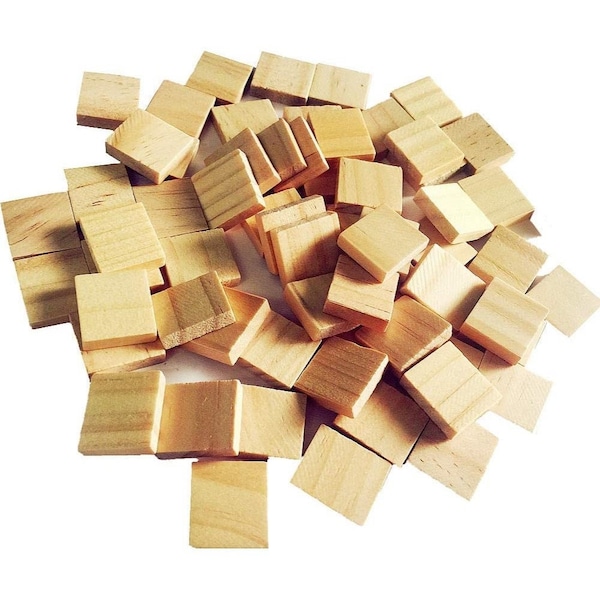 Blank Wood Square Tiles, 100pcs, Unfinished Wood Board Game Slices, for DIY Craft, Engraving Letters, Art Project