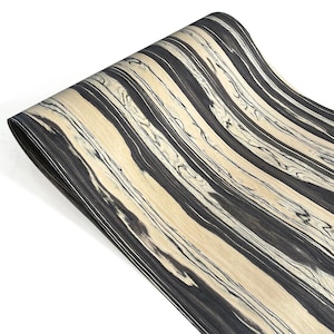 Foglio di impiallacciatura in legno di ebano naturale, 1 rotolo, fette lisce nere e bianche, per la realizzazione di mobili, pellicole per strumenti musicali, 2,5x0,58 m 0,25 mm