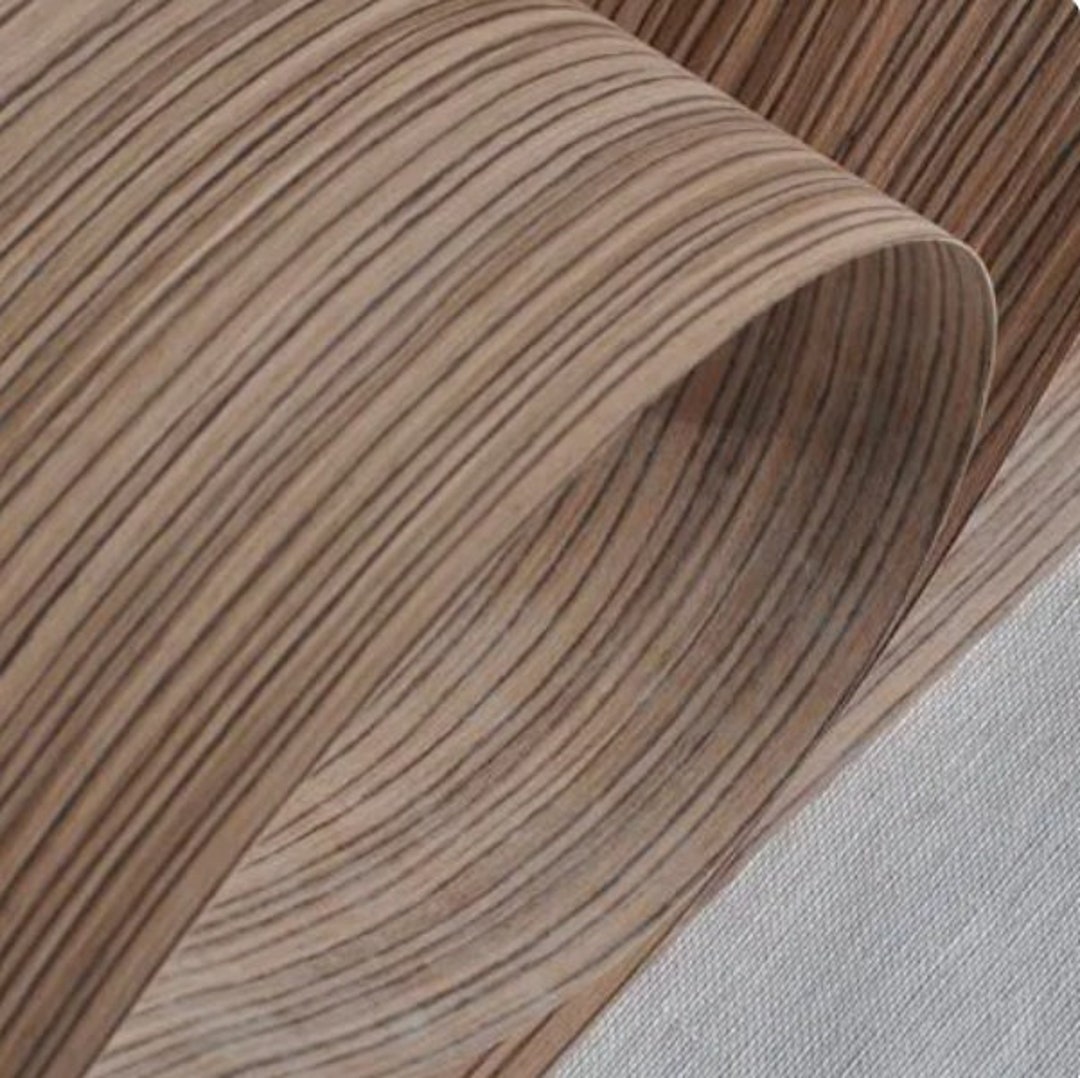 Zebrawood Engineered Veneer With Fleece Backer, Thin Striped Wood Slice