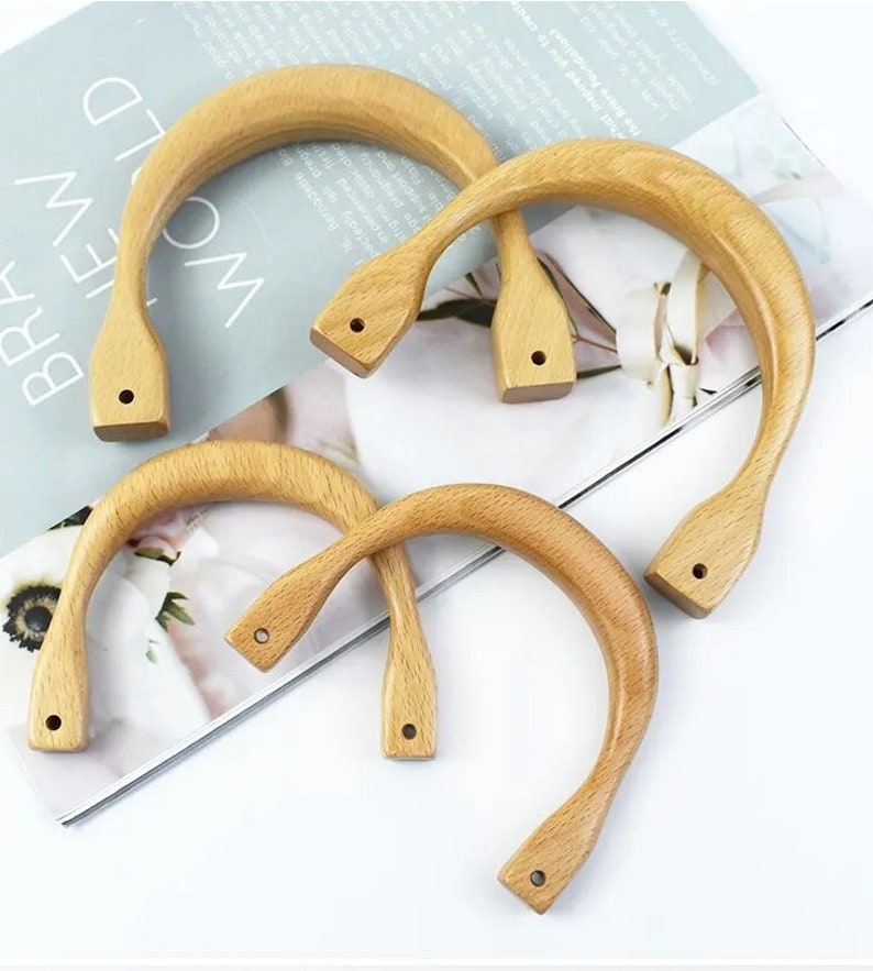 Wooden Bag Handle, 2/4 pcs, Unfinished Frame Wood Smooth Cutout, for Making Purse Handbag, Woodworking, Replacement, 10/14cm/3.94/5.51 image 7