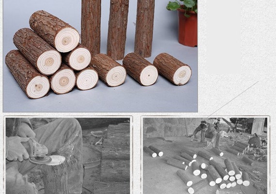 5 Natural Wood Logs. Wooden Logs. Logs. Craft Supplies. Wood Log