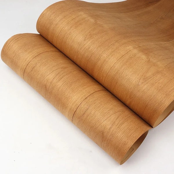 Feuille de placage de teck naturel, style rétro, fines tranches de bois, pour travaux manuels, fabrication de meubles, renouvellement de peau de guitare, 250 x 55 cm/98,42 x 21,65 po.