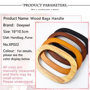 Natural Wood Bag Handle, 2/4 pcs, Unfinished Oval Hollow Wood Cutout, Burr-free Painted, for DIY Craft, Making Handbag, Handle Supplies image 3