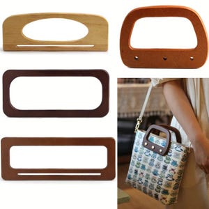 Asas de madera para bolso, 2 piezas, marco resistente, forma trapezoidal, elegantes accesorios de madera, artesanía DIY para crear carteras personalizadas y bolsos.