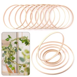 Wooden Bamboo Hoops, 10pcs/Set, Unfinished Round Shape Macrame Wood Rings, Bamboo Circles for DIY Craft, Floral Wreath, Dreamcatcher