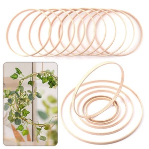 Hölzerne Bambus-Reifen, 10 Stück / Set, unfertige runde Form Makramee-Holzringe, Bambuskreise für Heimwerken, Blumenkranz, Traumfänger