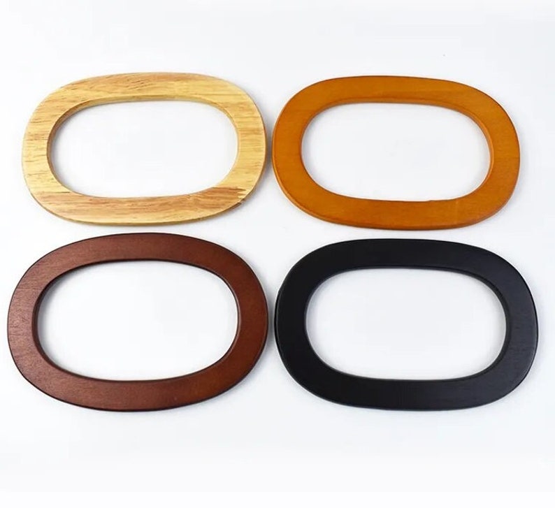 Natural Wood Bag Handle, 2/4 pcs, Unfinished Oval Hollow Wood Cutout, Burr-free Painted, for DIY Craft, Making Handbag, Handle Supplies image 10